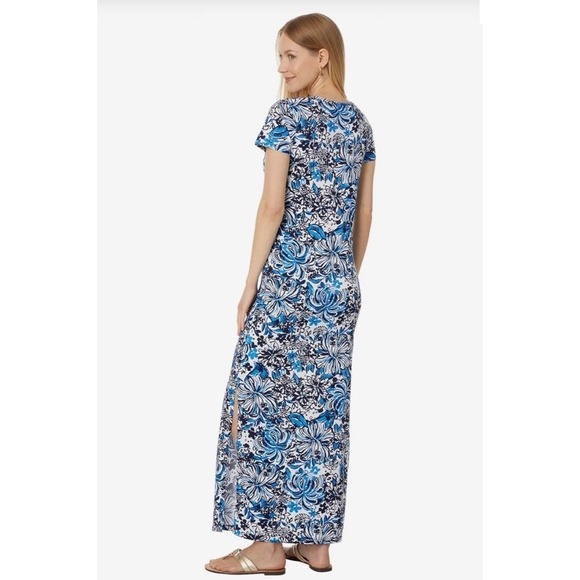 NWT Lilly Pulitzer Etta Maxi Dress Blue White Low Tide Navy Sz S‎ - Picture 2 of 8